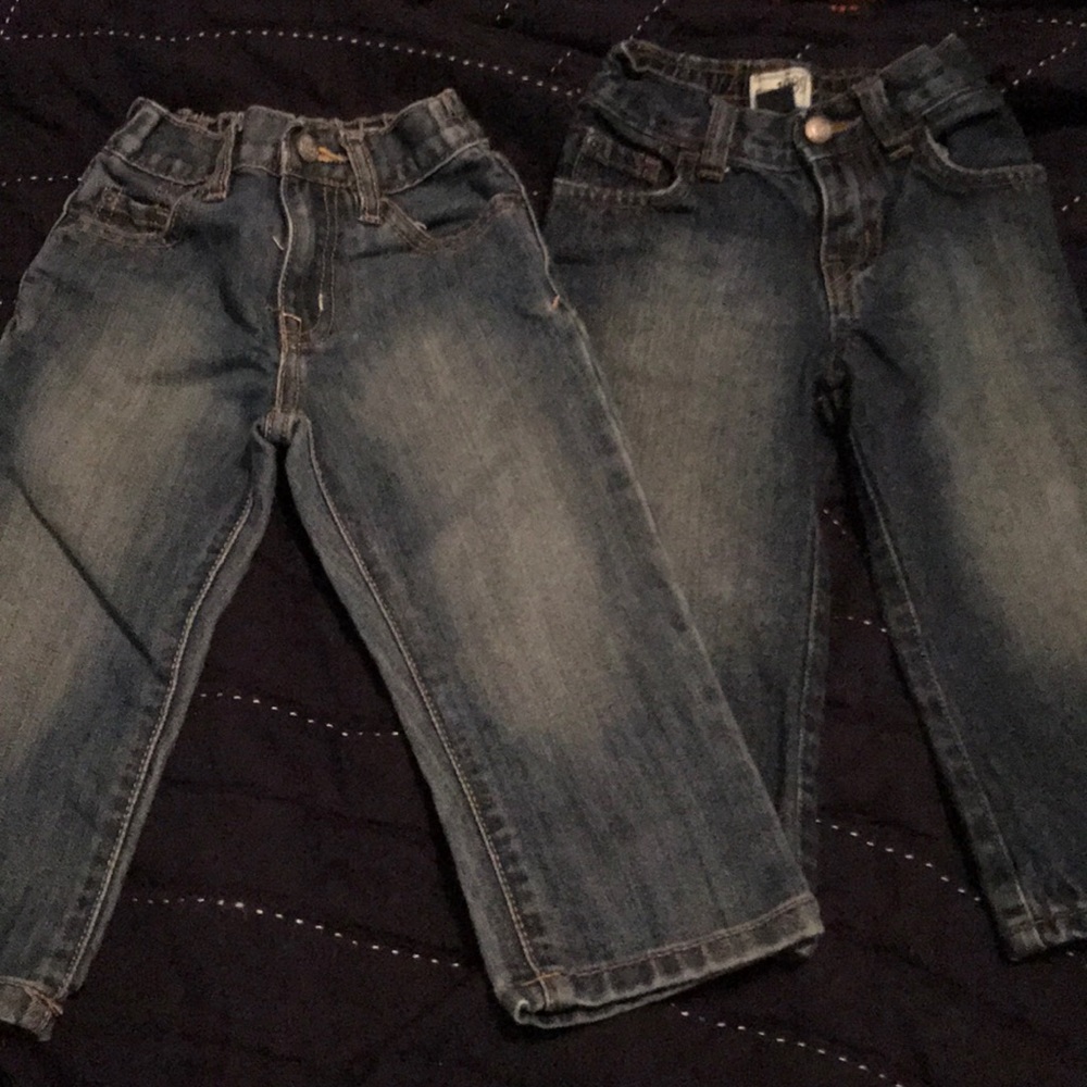 Two pairs of dark washed jeans